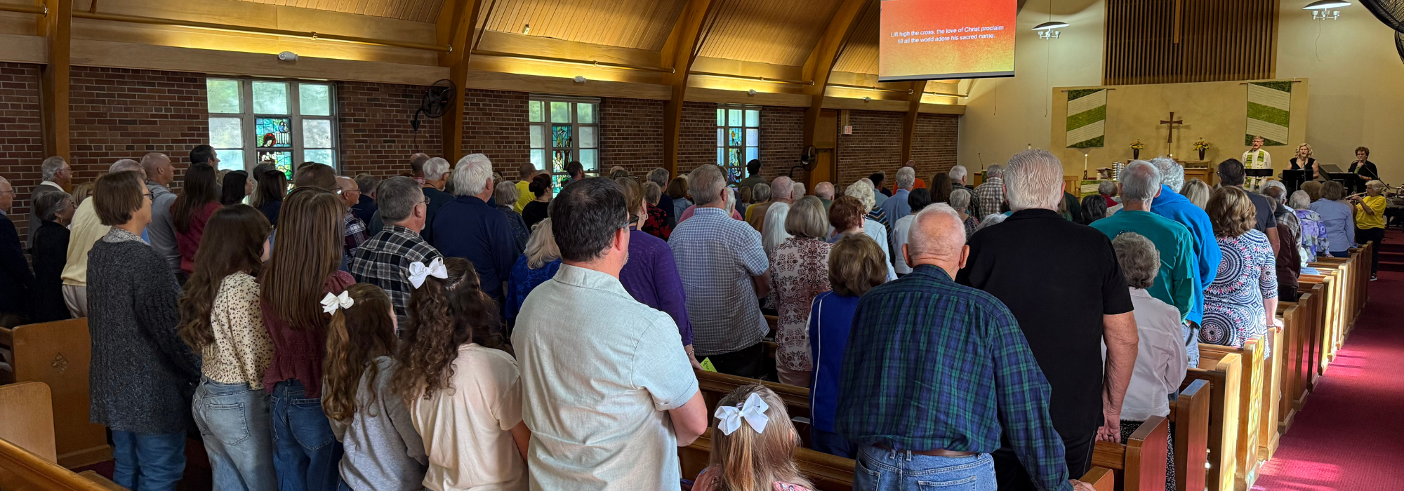 Congregation at First Lutheran Church in Muskegon gathered for Sunday worship service